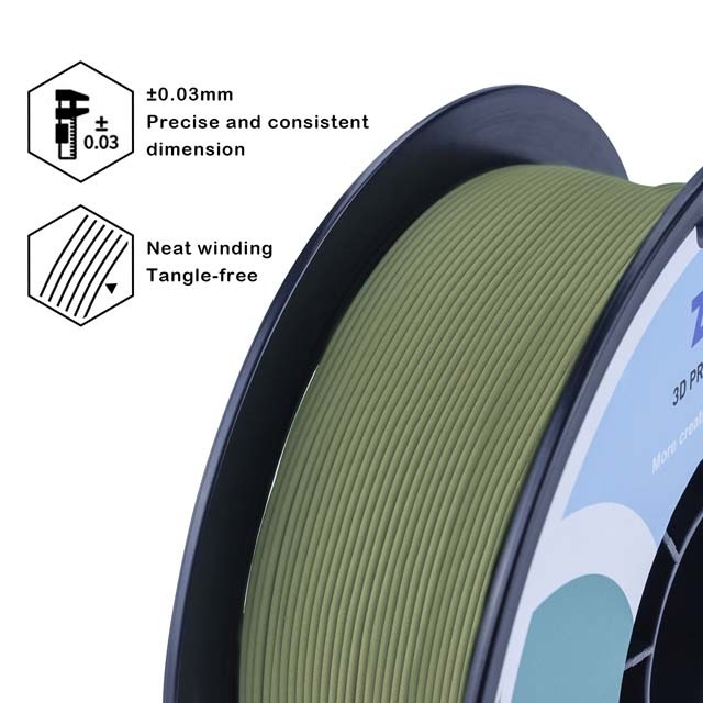 ZIRO Matte PLA Filament - Military green, 1kg, 1.75mm