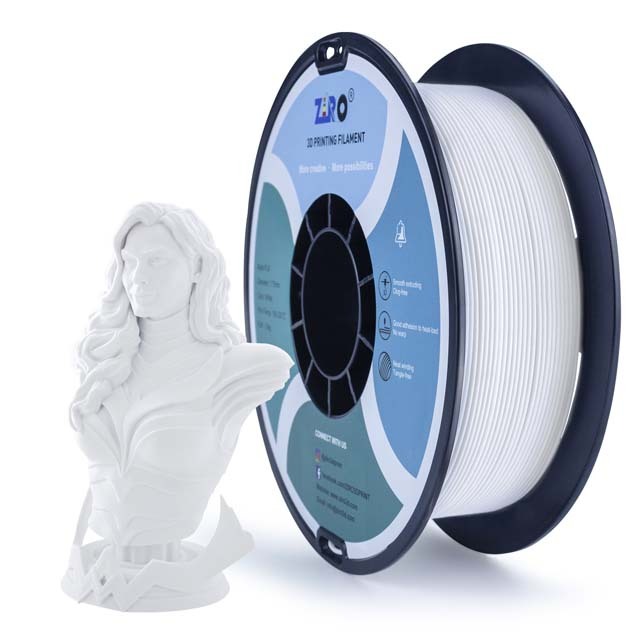 ZIRO Matte PLA Filament - White, 1kg, 1.75mm