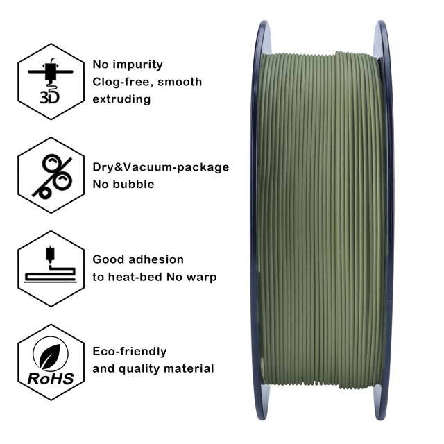 ZIRO Matte PLA Filament - Military green, 1kg, 1.75mm