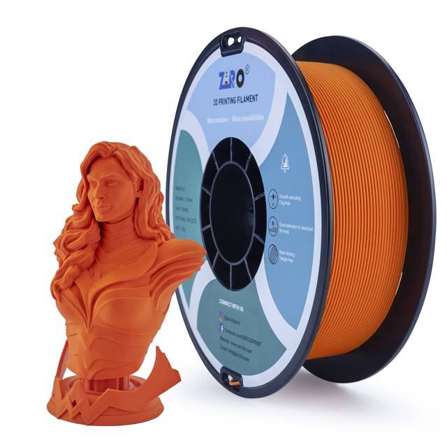 ZIRO Matte PLA Filament - Orange, 1kg, 1.75mm