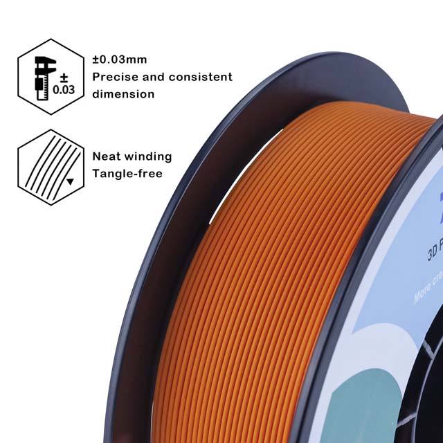 ZIRO Matte PLA Filament - Orange, 1kg, 1.75mm