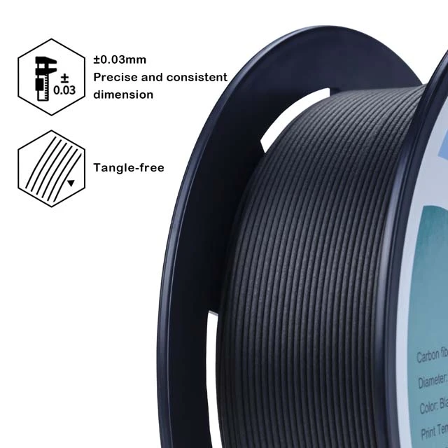 ZIRO Carbon fiber PLA Filament, Black, 800g, 1.75mm