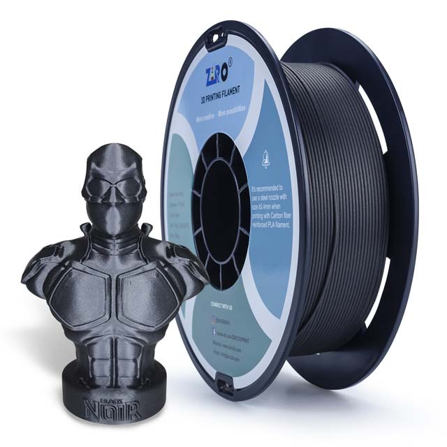 ZIRO Carbon fiber PLA Filament, Black, 800g, 1.75mm