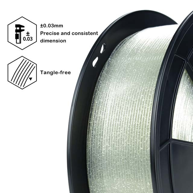 ZIRO Twinkling PLA Filament, Twinkling Transprent, 1.75mm, 1kg