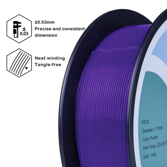 ZIRO PETG Filament - Transparent, 1kg, 1.75mm