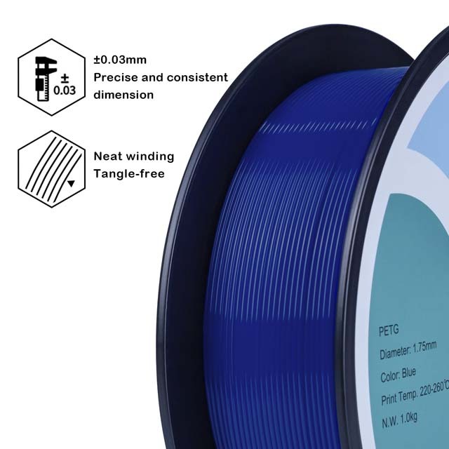 ZIRO PETG Filament - Transparent, 1kg, 1.75mm