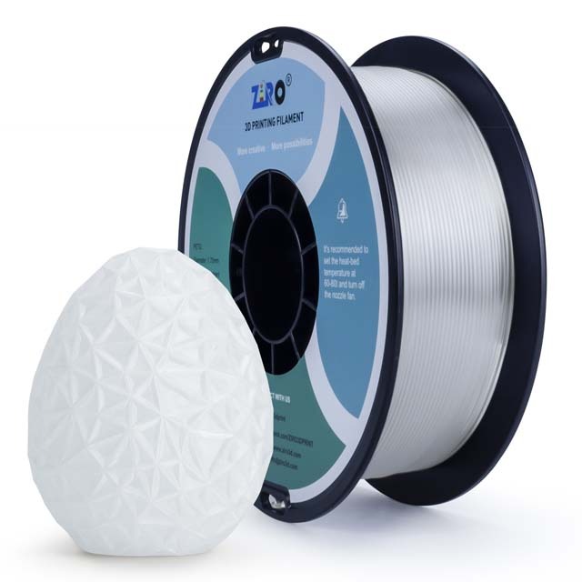 ZIRO PETG Filament - Transparent, 1kg, 1.75mm