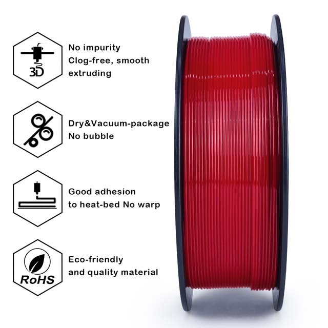 ZIRO PETG Filament - Red, 1kg, 1.75mm