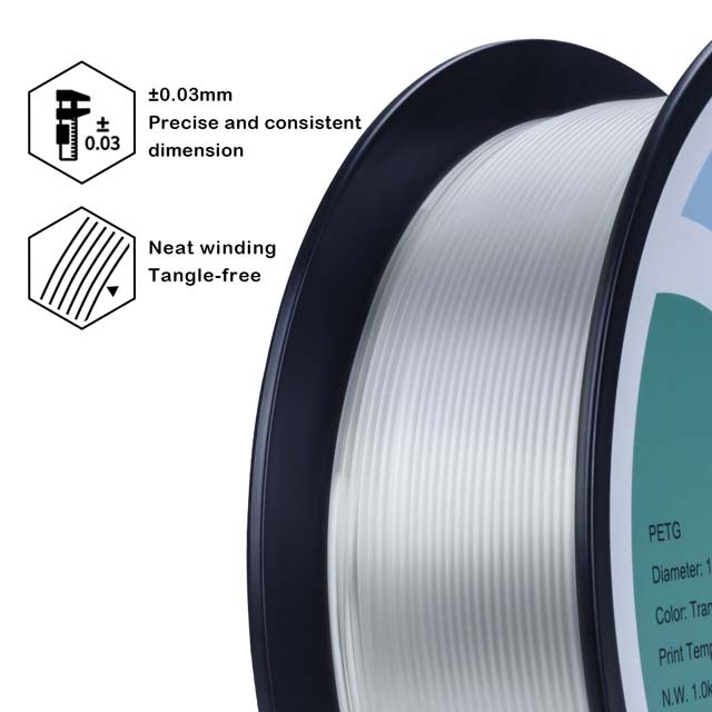 ZIRO PETG Filament - Transparent, 1kg, 1.75mm