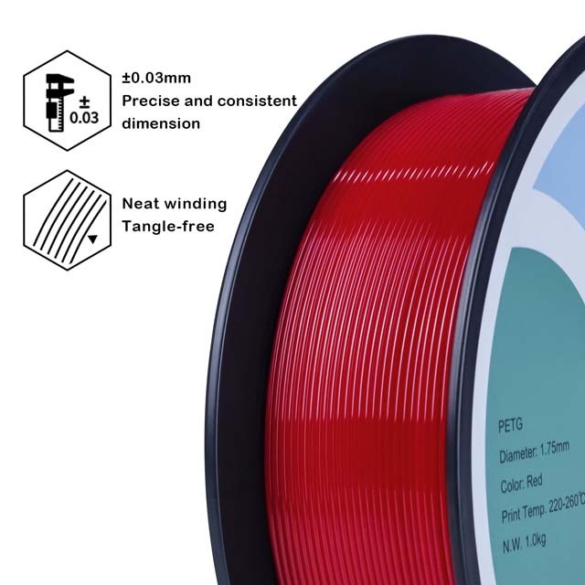 ZIRO PETG Filament - Red, 1kg, 1.75mm