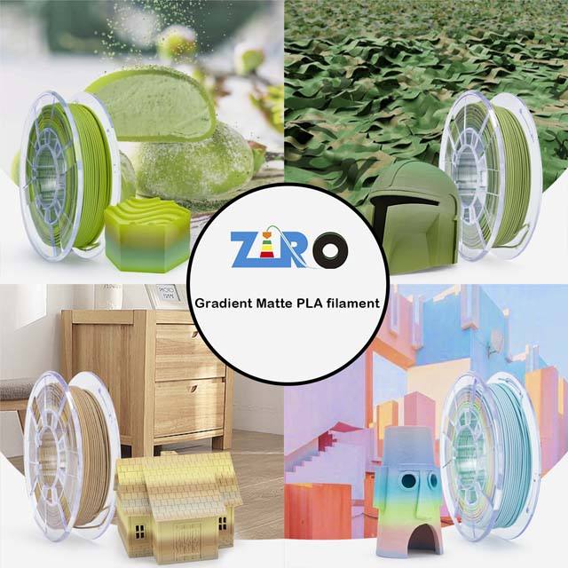 ZIRO Gradient Color Matte PLA Filament - 250g*4rolls, 1.75mm