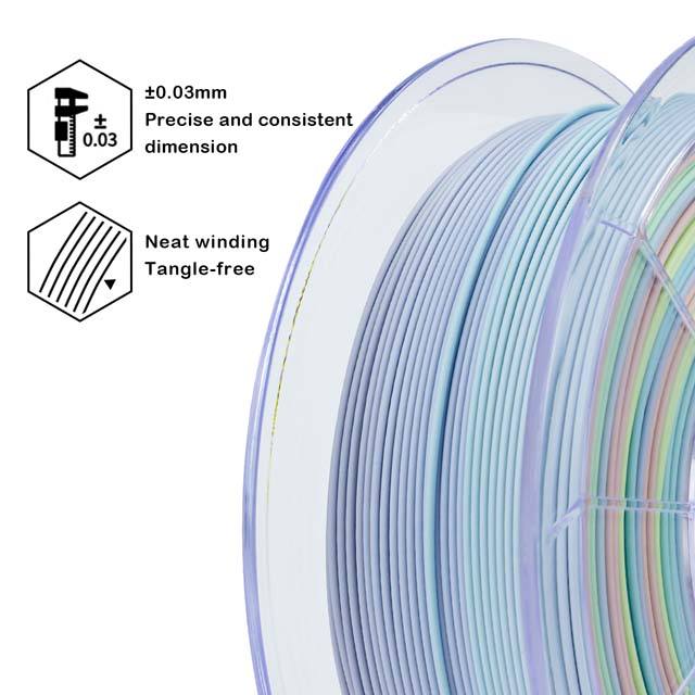 ZIRO Gradient Color Matte PLA Filament - 250g*4rolls, 1.75mm
