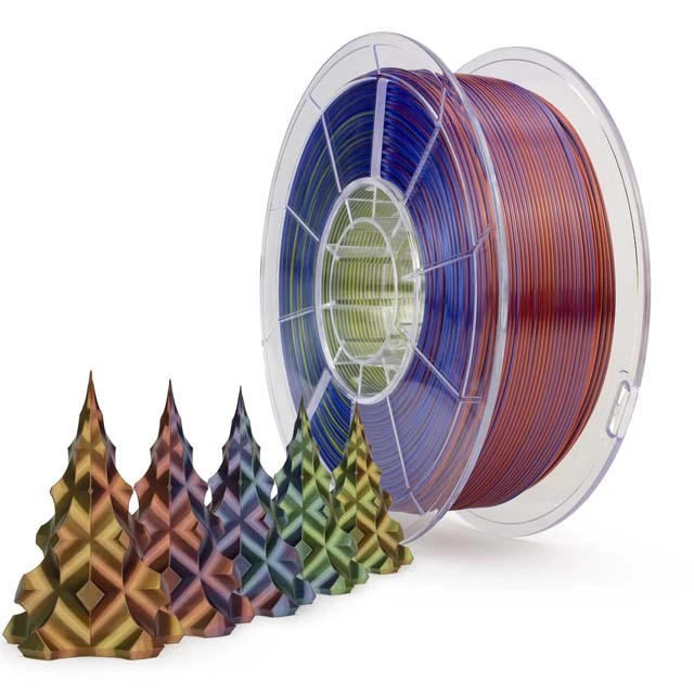 ZIRO Triple Color Co-extrusion Silky PLA Filament - 1kg, 1.75mm, Blue&amp;Green&amp;Purple