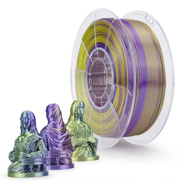 ZIRO Triple Color Co-extrusion Silky PLA Filament - 1kg, 1.75mm, Blue&amp;Green&amp;Purple