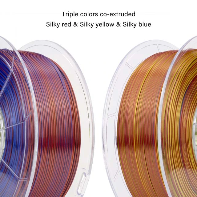 ZIRO Triple Color Co-extrusion Silky PLA Filament - 1kg, 1.75mm, Blue&Green&Purple