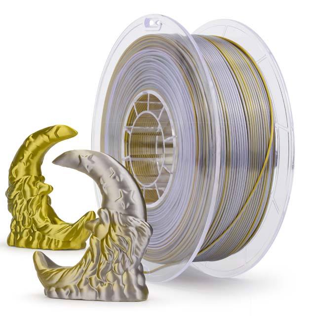 ZIRO Triple Color Co-extrusion Silky PLA Filament - 1kg, 1.75mm, Gold&amp;Silver