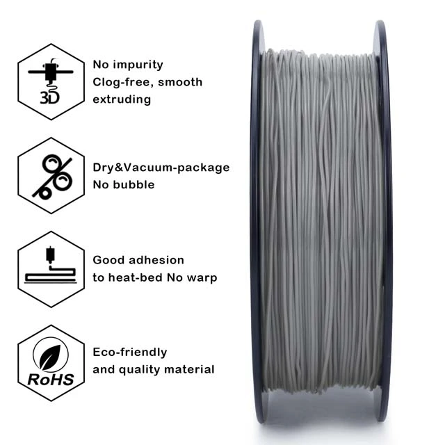 ZIRO Flexible TPU 95A Filament - 800g, 1.75mm, Gray