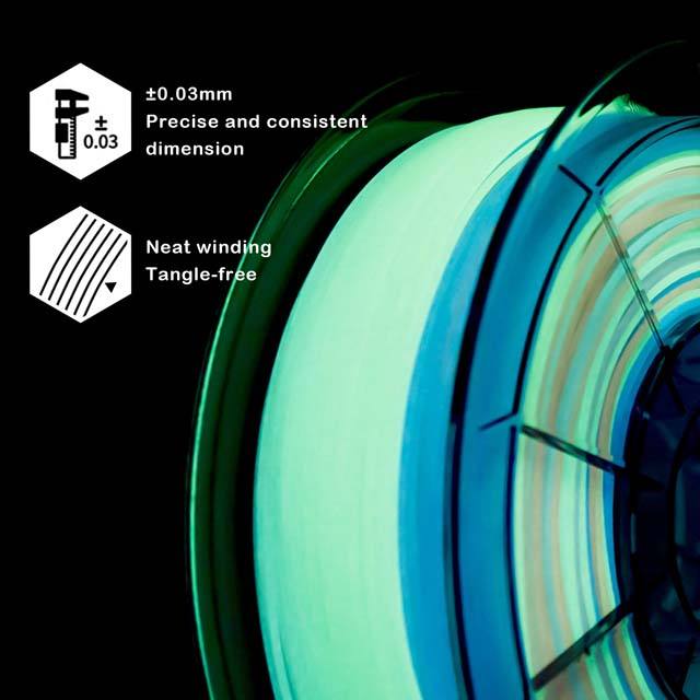 ZIRO Gradient Color Glow in dark Rainbow PLA Filament - 1kg, 1.75mm, GID rainbow