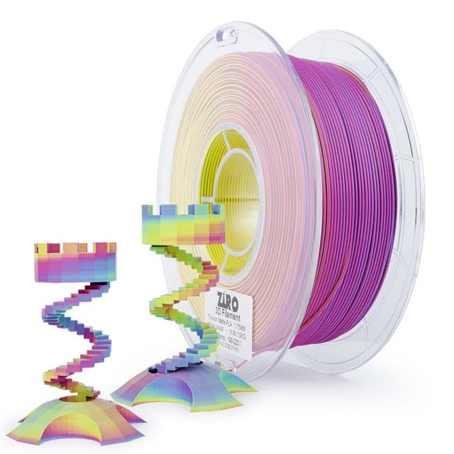 ZIRO Triple Color Co-extrusion Matte PLA Filament - 1kg, 1.75mm, Rosy cloud