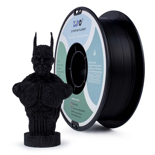 ZIRO HS-PLA (high speed) Filament, Black, 1kg, 1.75mm, Printing speed up to 600mm/s