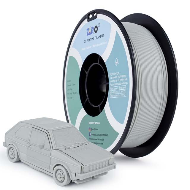 ZIRO HS-PLA (high speed) Filament, Gray, 1kg, 1.75mm, Printing speed up to 600mm/s