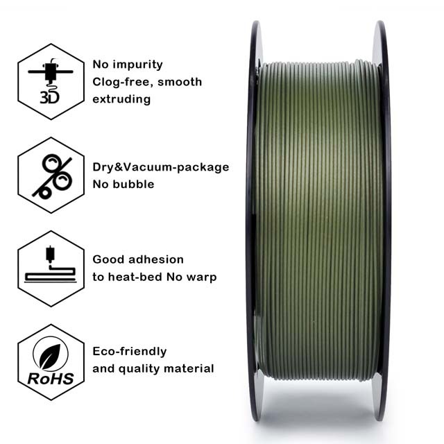 ZIRO Carbon fiber PLA Filament, 800g, 1.75mm, Military green