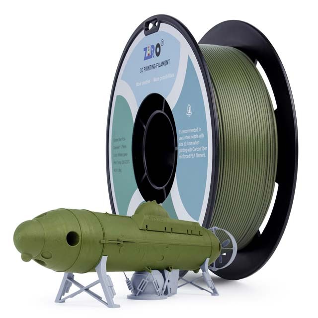 ZIRO Carbon fiber PLA Filament, 800g, 1.75mm, Military green