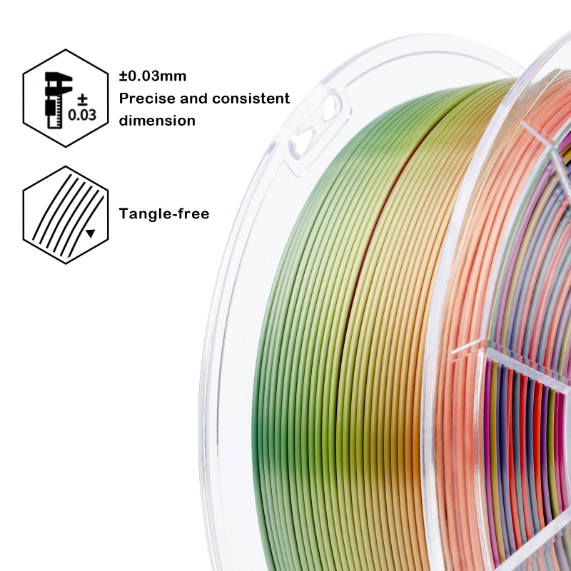 ZIRO Gradient (fast color transition) Silky PLA Filament - 1kg, 1.75mm, Rainbow