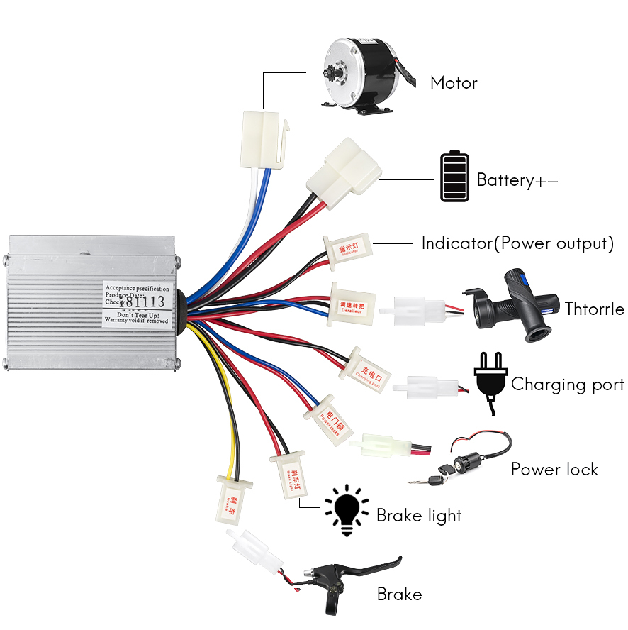 YIYUN LB27 24V 250W Brush Controller  Speed Controller for Electric Bicycle Parts Electric Scooter Controller