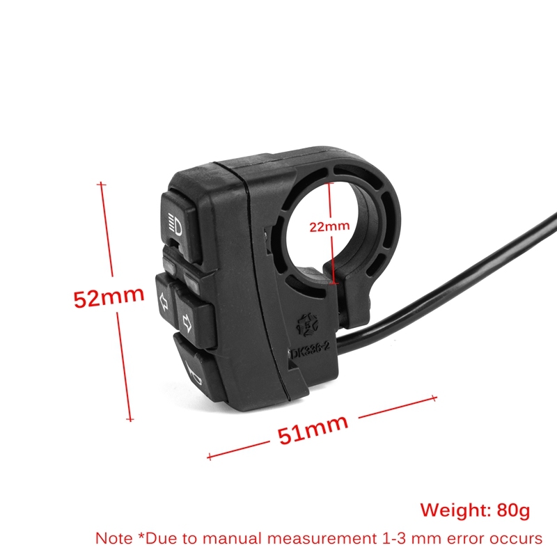 WUXING DK336/2  Ebike Turn Signal Switch 12-84V Headlight Horn Switch for Electric Bike Scooter Accessories