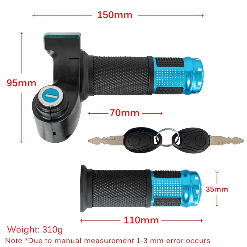 Kunray TJ00310-04 12V-96V Twist Throttle with Key Lock LCD Display for Electric Scooter Ebike