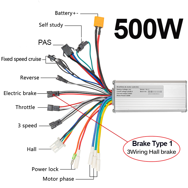 Kunray S9-21 S9-25 36V 48V 500W Brushless DC Controller for Electric Bicycle Scooter Accessories