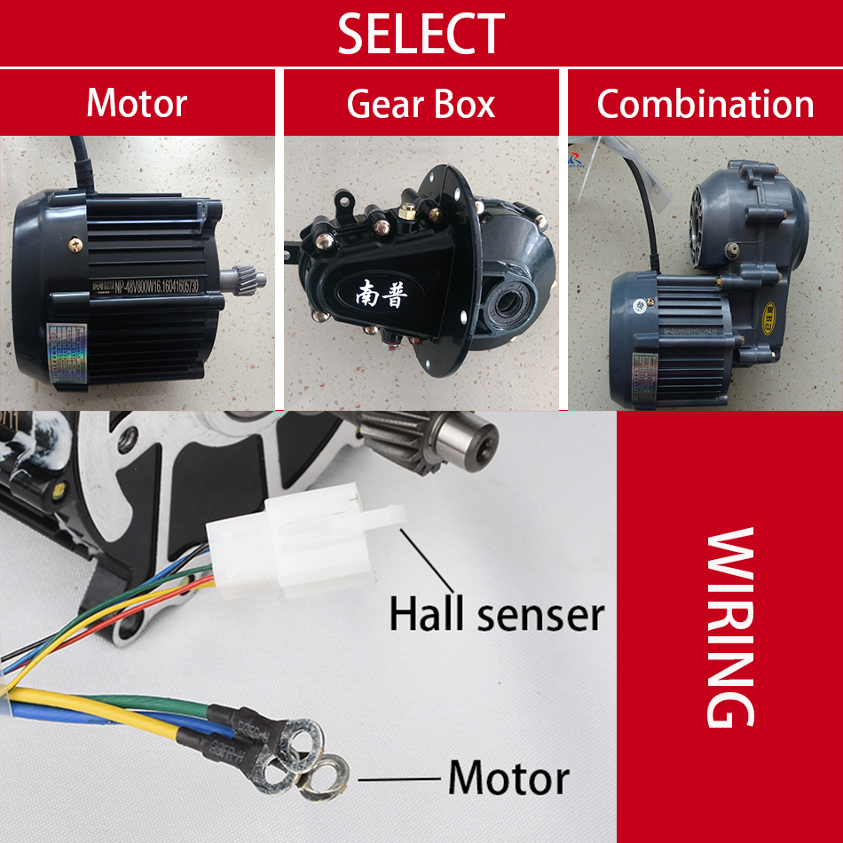 NANPU Gear Nongear Brushless Motor 48V 60V 750W Differential Motor For Electric Tricycle Ebike Conversion Kit