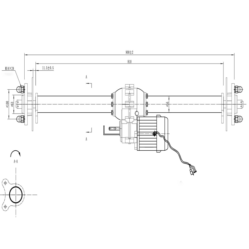 NANPU-AXLE Electric Rear Axle Motor 90CM 48V 60V 500W 650W 800W 1000W 1200W Brushless Motor for Electric Vehicle Tricycle
