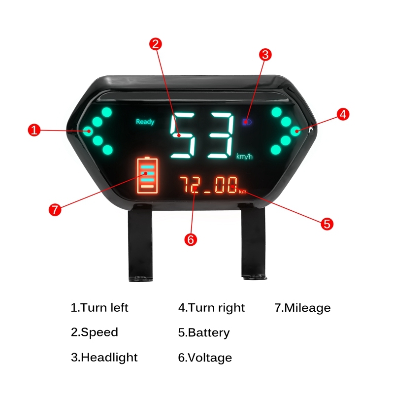 Kunray P001 Electric Bicycle LCD Display 48V 60V 72V Universal with Battery Status Indicator for Phase Controller