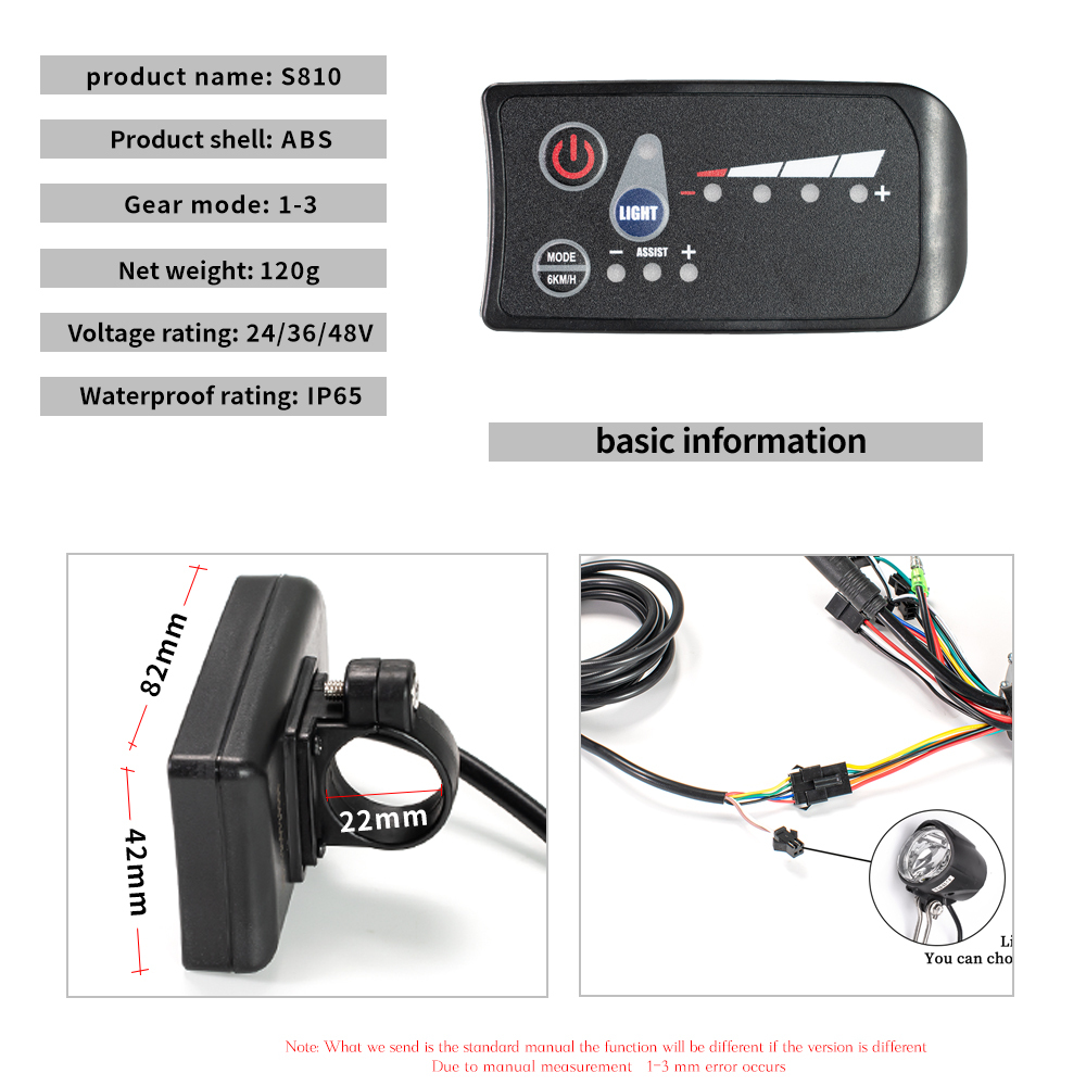Kunray S6-61 S9-61 24-48V 250W 350W 500W Brushless Controller with S810 LED Display for Electric Scooter Ebike Motor kit