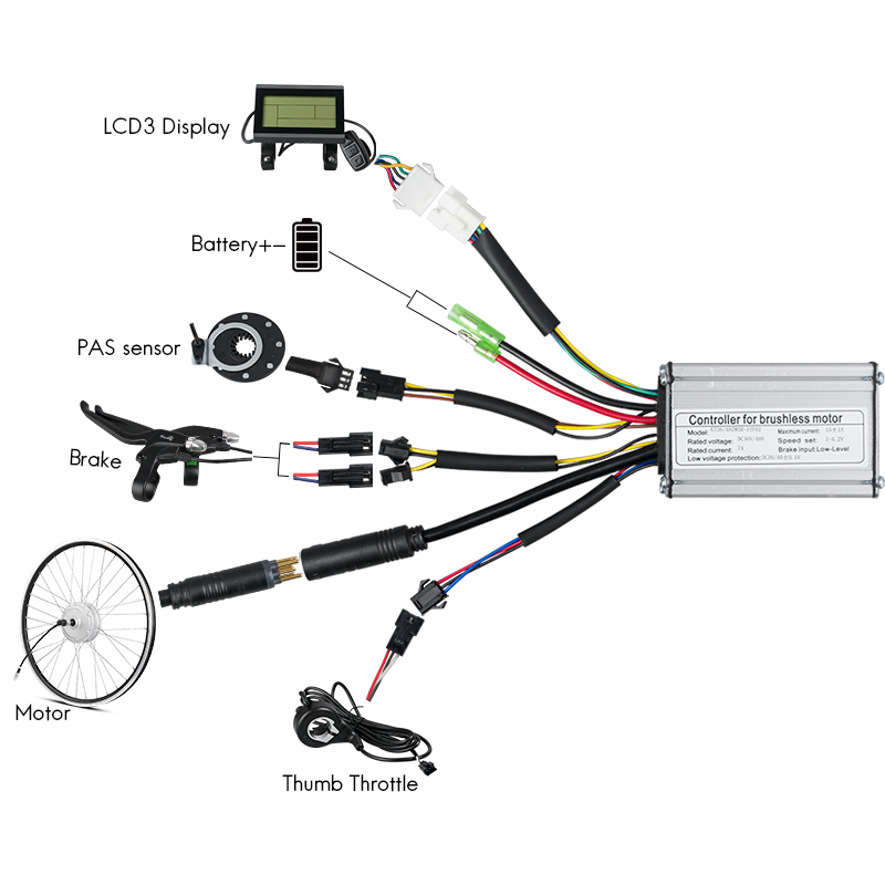 Kunteng 15A 17A 20A 22A Brushless Controller for Ebike E-scooter Compatible with KT LCD3 LCD4 LCD5 LCD6 Display