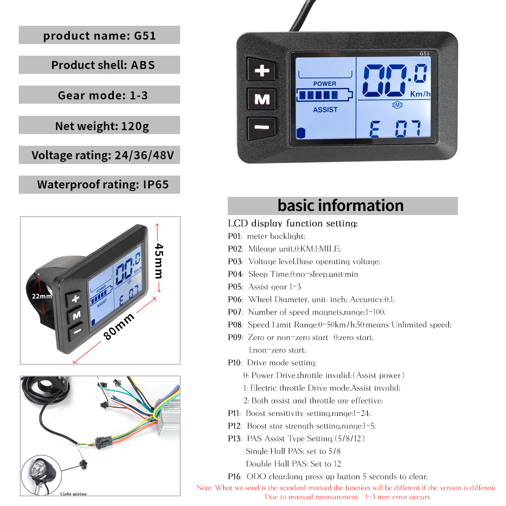 Kunray Electric Bike Controller Kit 24V-48V 250W 350W 500W G51 S830 S866 LCD Display Kit Brushless Controller weqwr