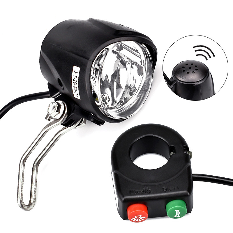 Wuxing QD139 12V-80V Electric Bicycle Headlight Horn Speaker with Switch Ebike Conversion Accessories