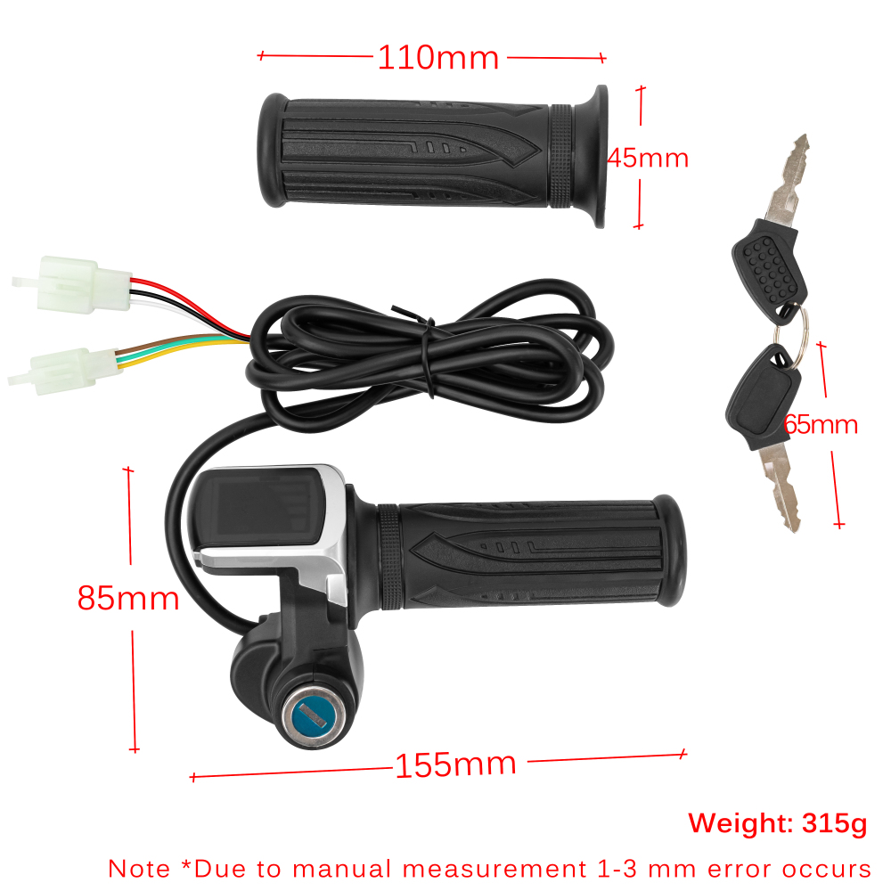 Wuxing 122DX 122DX-ONOFF 24V 36V 48V Twist Throttle with LCD Display Lock Key for Electric Bike Scooter