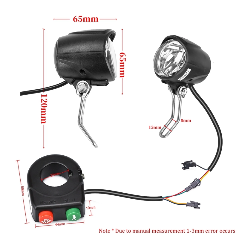 Kunray DK336/2-3 Headlight Front Rear Warning Lights with Switch 24-48V E-bike Scooter Accessories