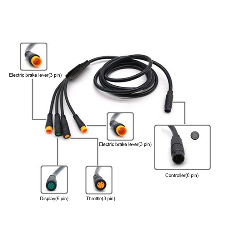 Kunray Julet 1 to 4 Main Cable Electric Bike Waterproof Cable Connector Ebike Brake Throttle Display
