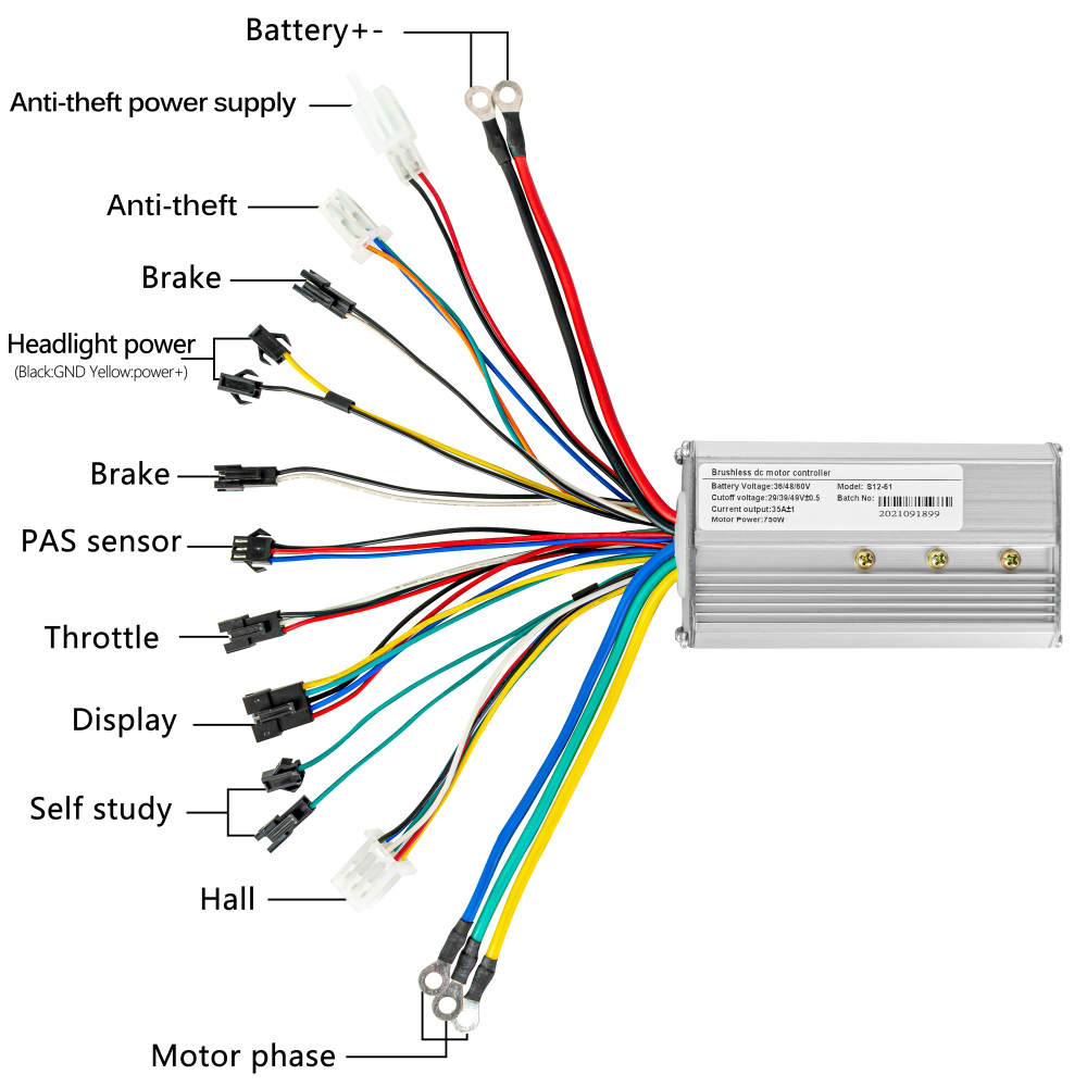 Kunray S12-61YB  36-60V 750W Brushless Controller Kit with LCD Display S866 S886 Ebike Accessories