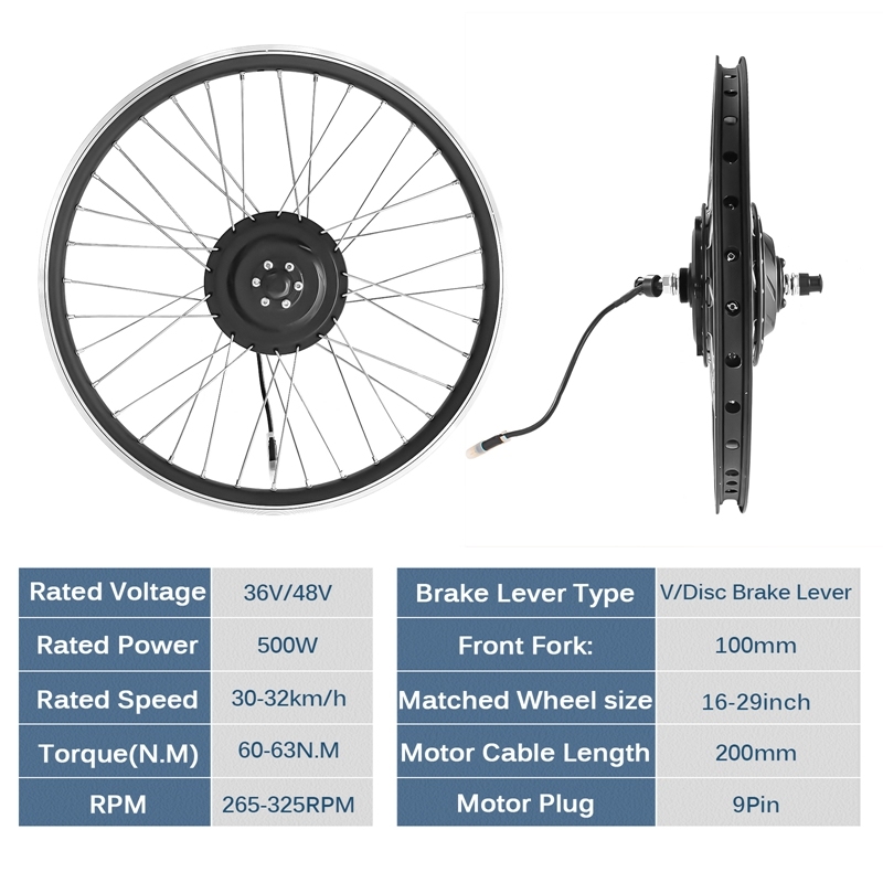 Kunray 24/36/48V 250-500W  Electric Bike Front Rear Wheel Hub Motor Kit Ebike Conversion Kit