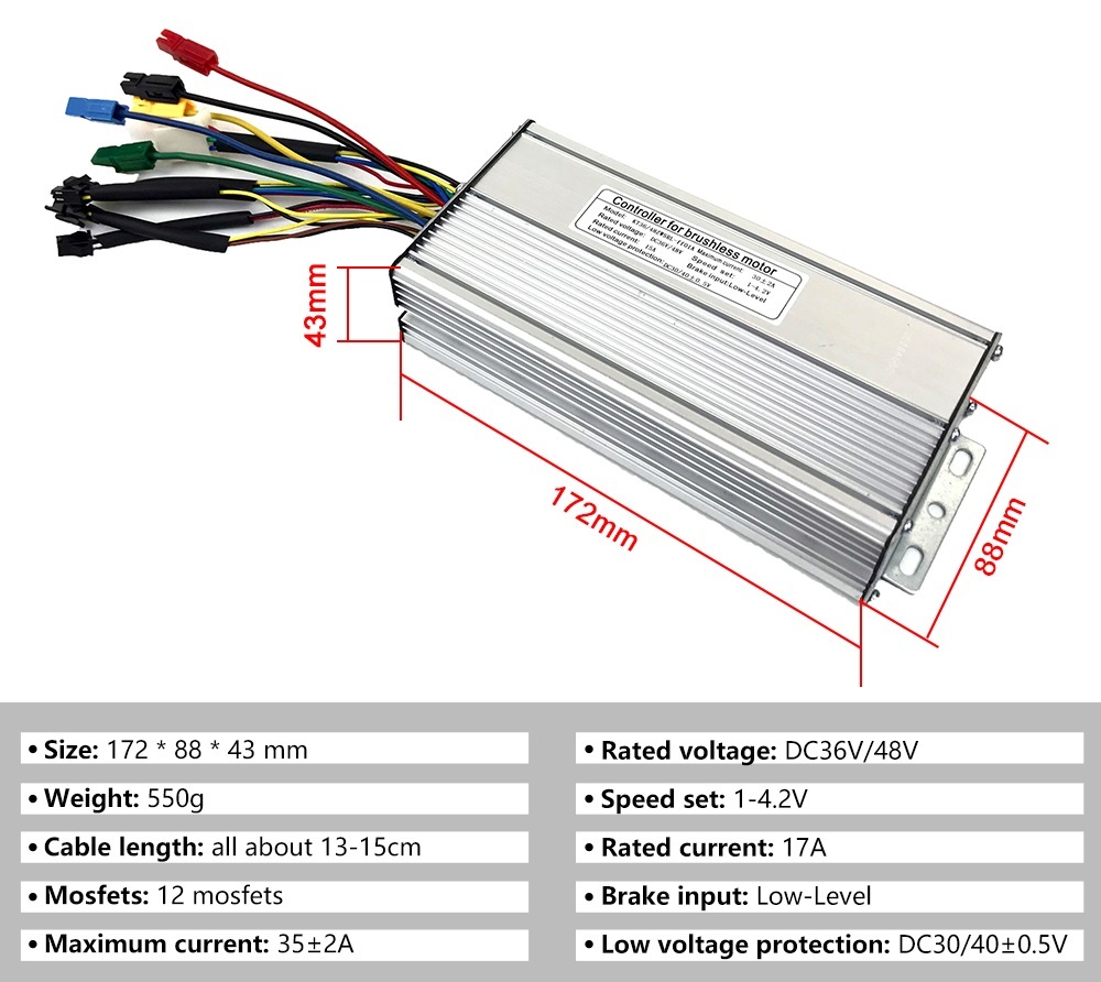 Kunray 48V 1000W 1500W Ebike Rear wheel Motor Brushless Controller with Display Ebike Conversion Kit