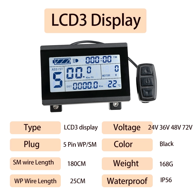 Kunray 36V 48V 250W 350W Ebike Motor Wheel Front Rear with KT LCD3 Display Ebike Conversion Kit