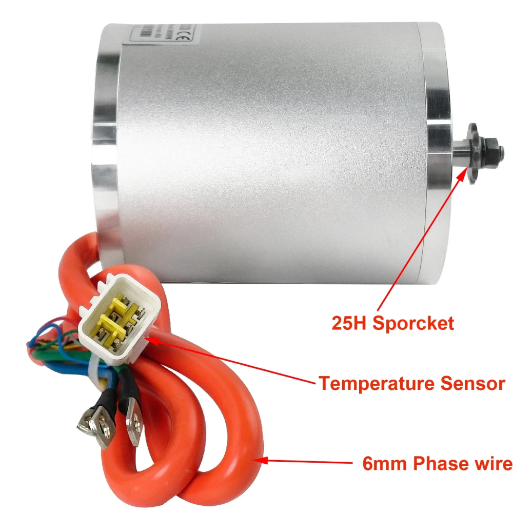 KUNRAY MY1020 48V 72V 2000W 3000W Brushless Motor with Temperature Sensor for Electeic Bike Scooter Go Karts Fardrive Controller