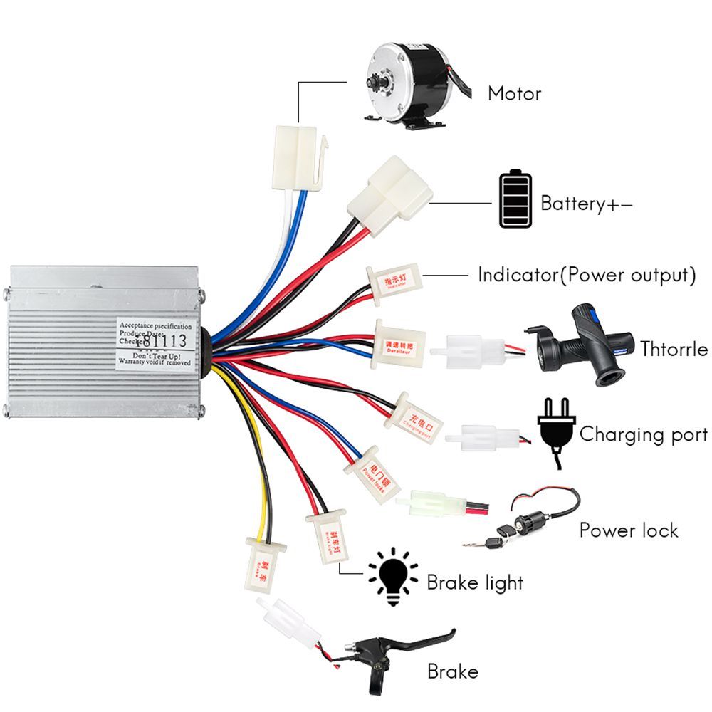 KUNRAY MY1016 Brushed Motor 24V 36V 350W with Controller E-Bike Conversion Kit  Electric Scooter Mini Motorcycle Motor Kit