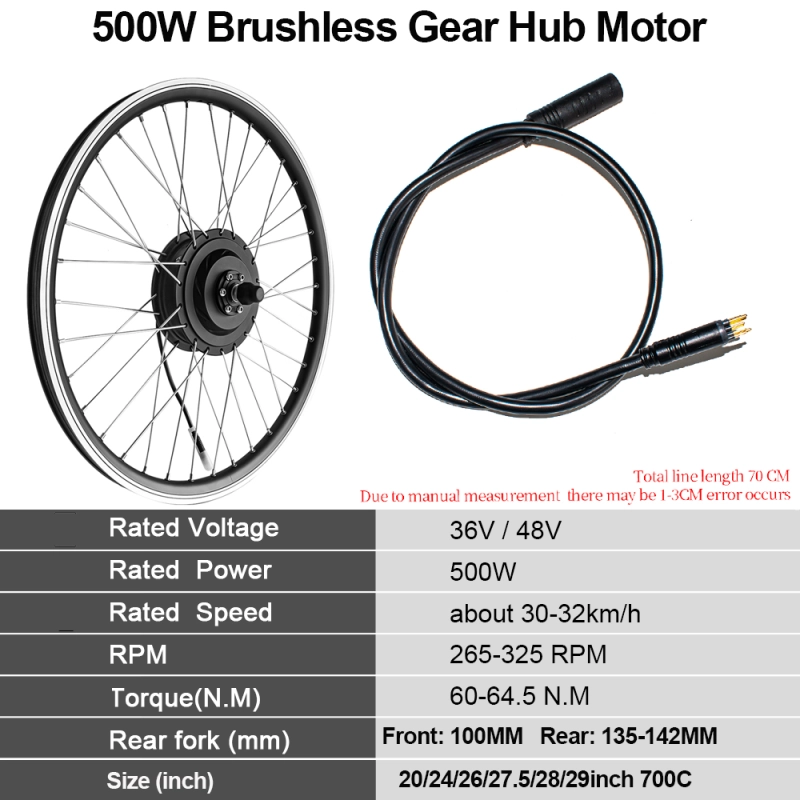KUNRAY 36V 48V 500W Electric Bike Conversion Kit Rear Front Drive Wheel hub Motor 24in 26in 28in for Ebike Motor Kit