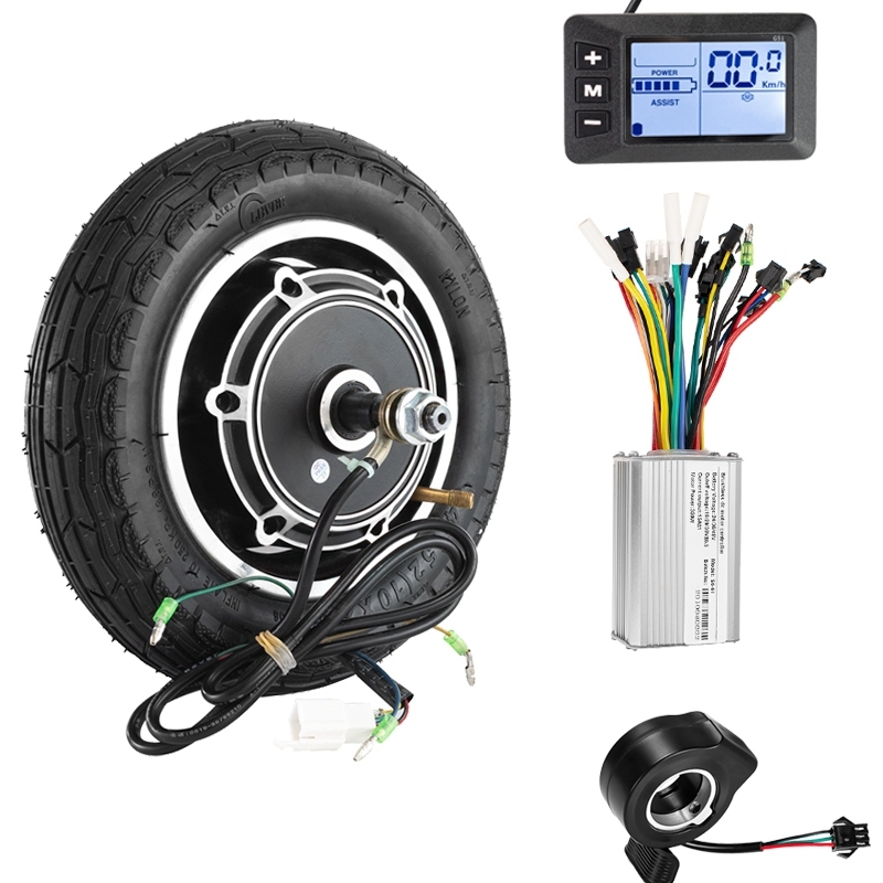 KUNRAY 10inch Scooter Wheel Hub Motor 36V 48V 350W Brushless Motor with LCD Display Electric Scooter Motor Kit